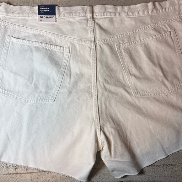 Old Navy Women 28 White High Rise Slouchy Straight Fray Raw Hem Denim Shorts - Picture 16 of 16